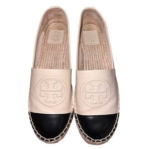 AUTHENTIC TORY BURCH leather platform color block espadrilles